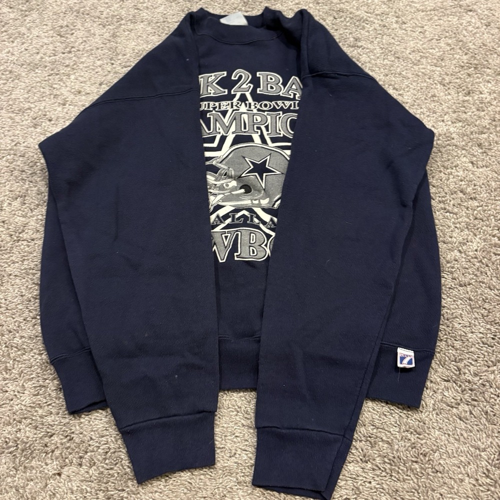 1994 Super Bowl Champions Back To Back Dallas Cowboys Sweatshirt NFL Logo 7 Larg - Picture 3 of 14